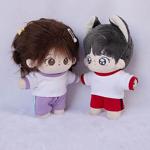 Niannyyhouse 10Cm 15Cm 20Cm Plush Doll Clothes Contrast T-Shirt Pants Sportswear Set Soft Stuffed Plush Toy Dress Up Accessories
