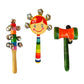 Little Mind Knk Wooden Baby Rattle Toy Set  3 Pcs Bell Stick, Face Rattle & Color Damru Musical Toy | Multicolour Handheld Shak