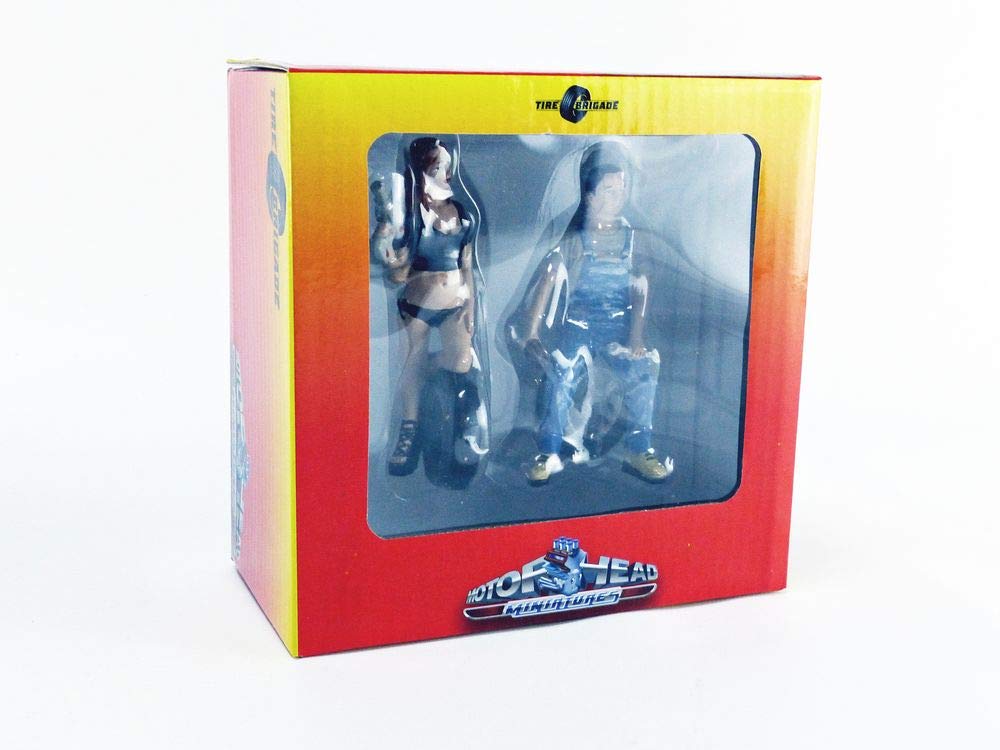 Motorhead Miniatures 1/18 Michele and Derek Tire Brigade Figurine Set - Multicolor Plastic, 2 Piece