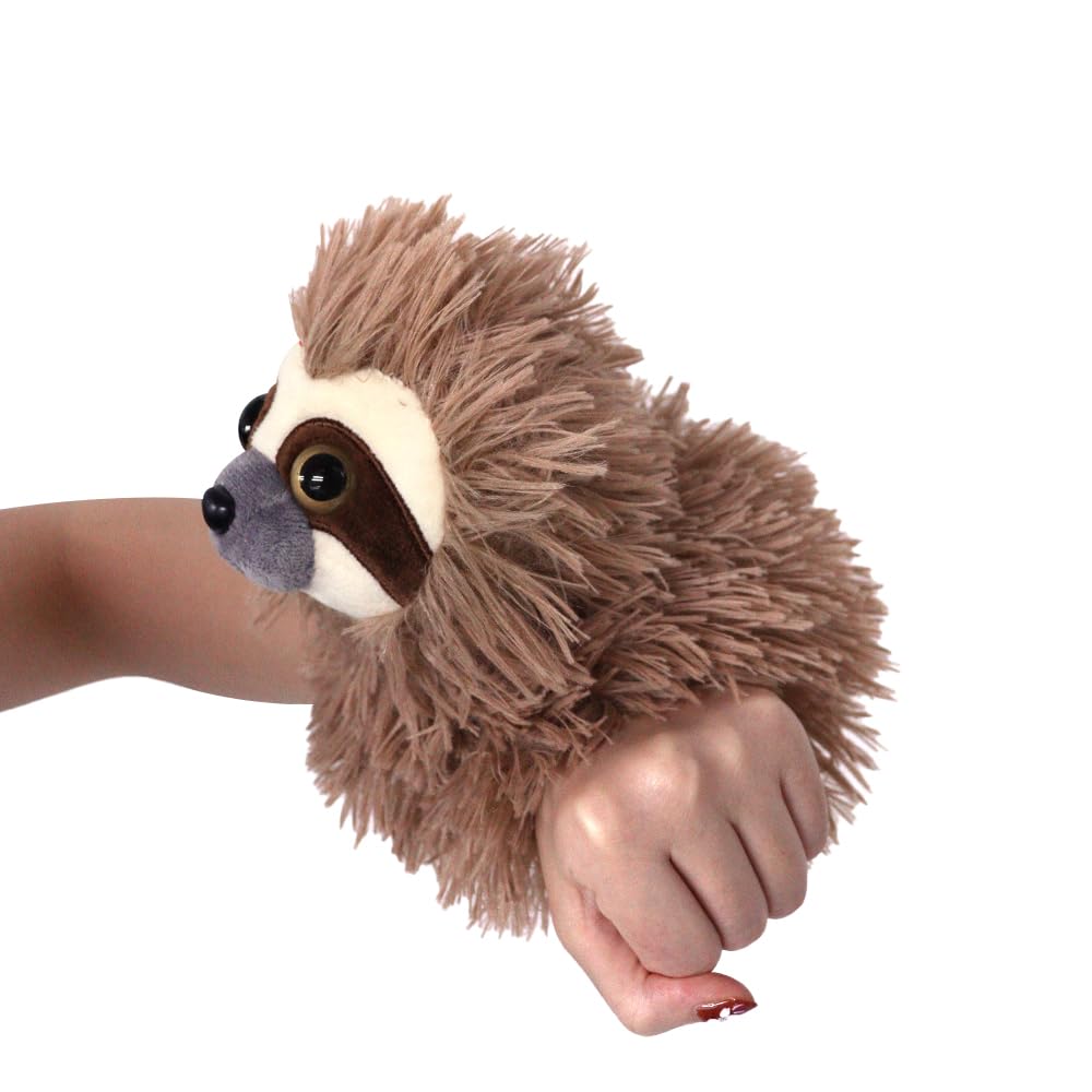 The Petting Zoo Sloth Plush Stuffed Animal Slap Bracelet, 10" Brown Polyester, Model 723706, Perfect Gift for Kids