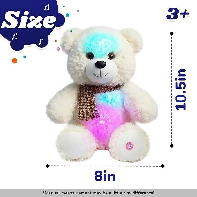 Cuteoy Musical Plush Polar Bear Stuffed Animal Glowing LED Light-up Nightlight Toys Singing Lullabies Birthday Christmas Plushie