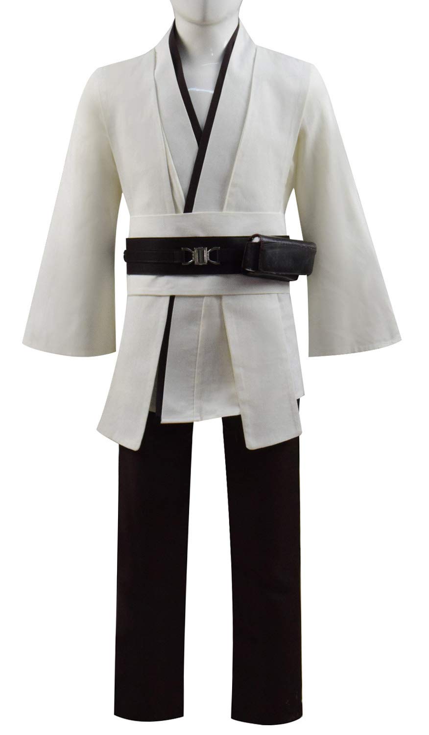 Rongxu Kids Tunic Costume Hooded Robe Outfits Full Set Halloween Cosplay Costume (White Full Set, Medium)