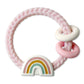 Itzy Ritzy Silicone Teether With Rattle; Rattle Teether Features Rattle Sound, Two Silicone Teething Rings And Raised Texture To Soothe Gums; Ages 3 Months And Up (Pink Rainbow)