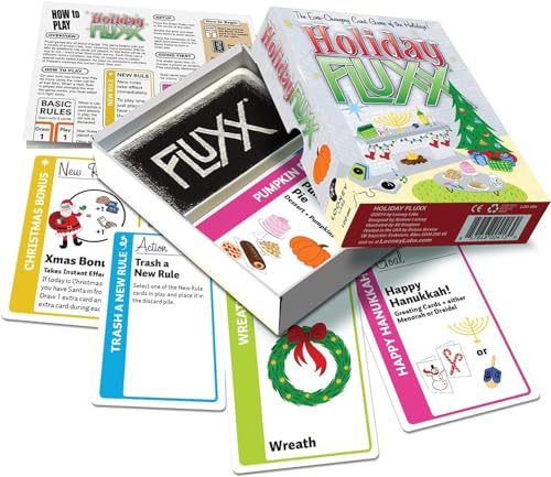 Looney Labs Holiday Fluxx Card Game - Multicolor, 2-6 Players, Cardstock, Model LON00064