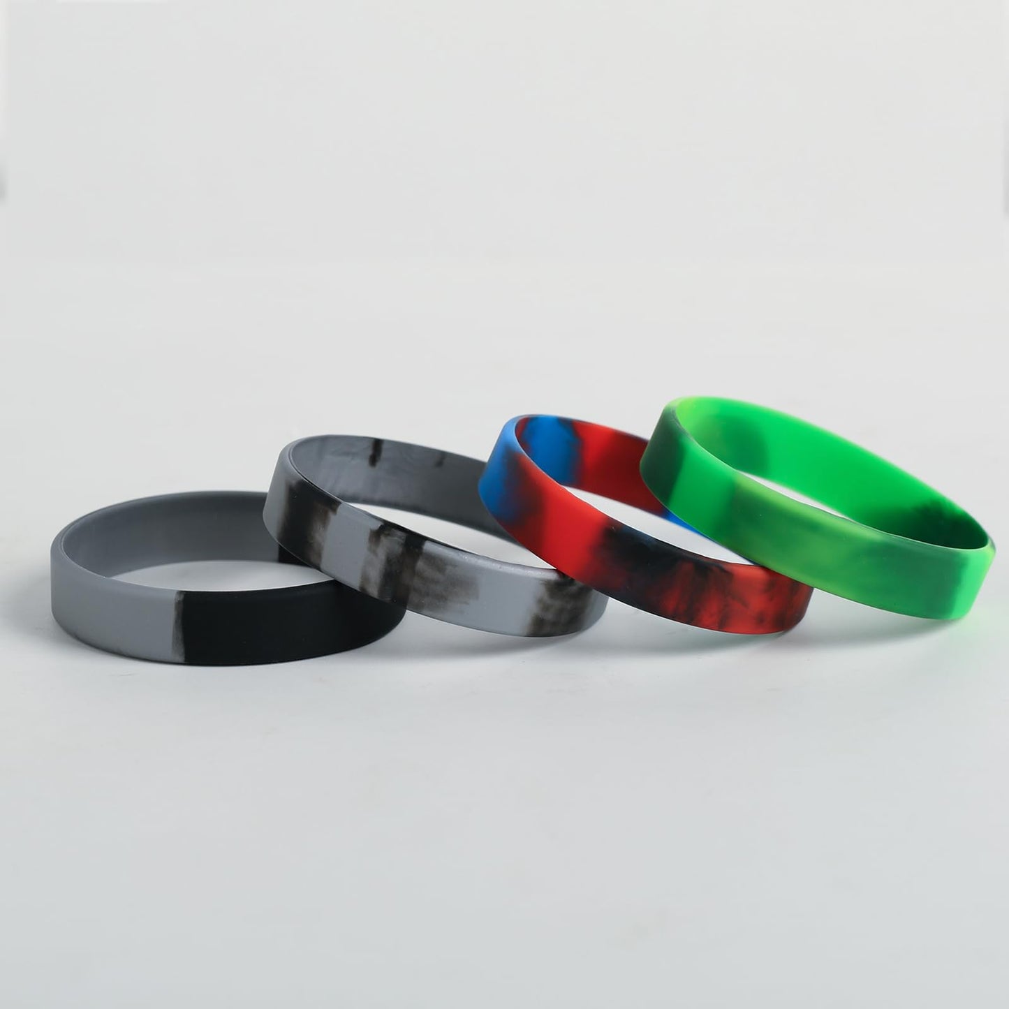 IDREAMBAND 12 pcs Color Pattern Rubber Bracelets Wristbands Blank Bracelets Silicone Wristbands for Men Women Teen, Suitable for