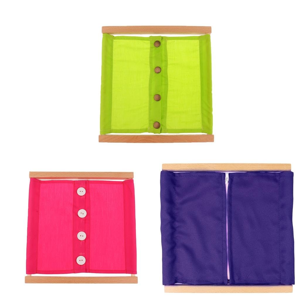 Vms India Montessori Zipping&Buttoning Dressing Frame 3 Pieces/Set Baby Kids Early Learning Toys