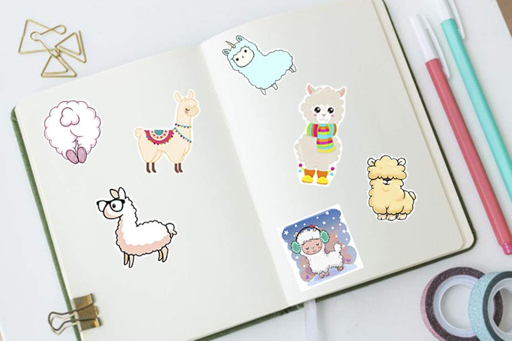 Roranic Aesthetic Vinyl Llama Stickers For Teens Girls,50Pcs Matte Reusable Waterproof Alpaca Cute Stickers For Skateboard,Guita