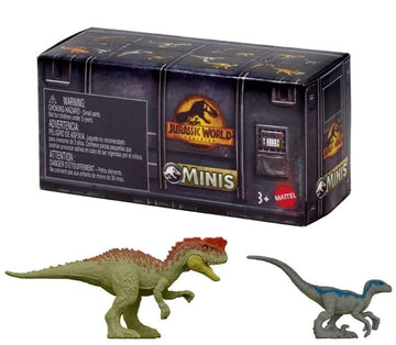 Jurassic World Dominion Minis Surprise Pack Box - Pack of 3 Mini Dinosaur Figures | 1.125 Scale Companion Figures - Mattel Ages