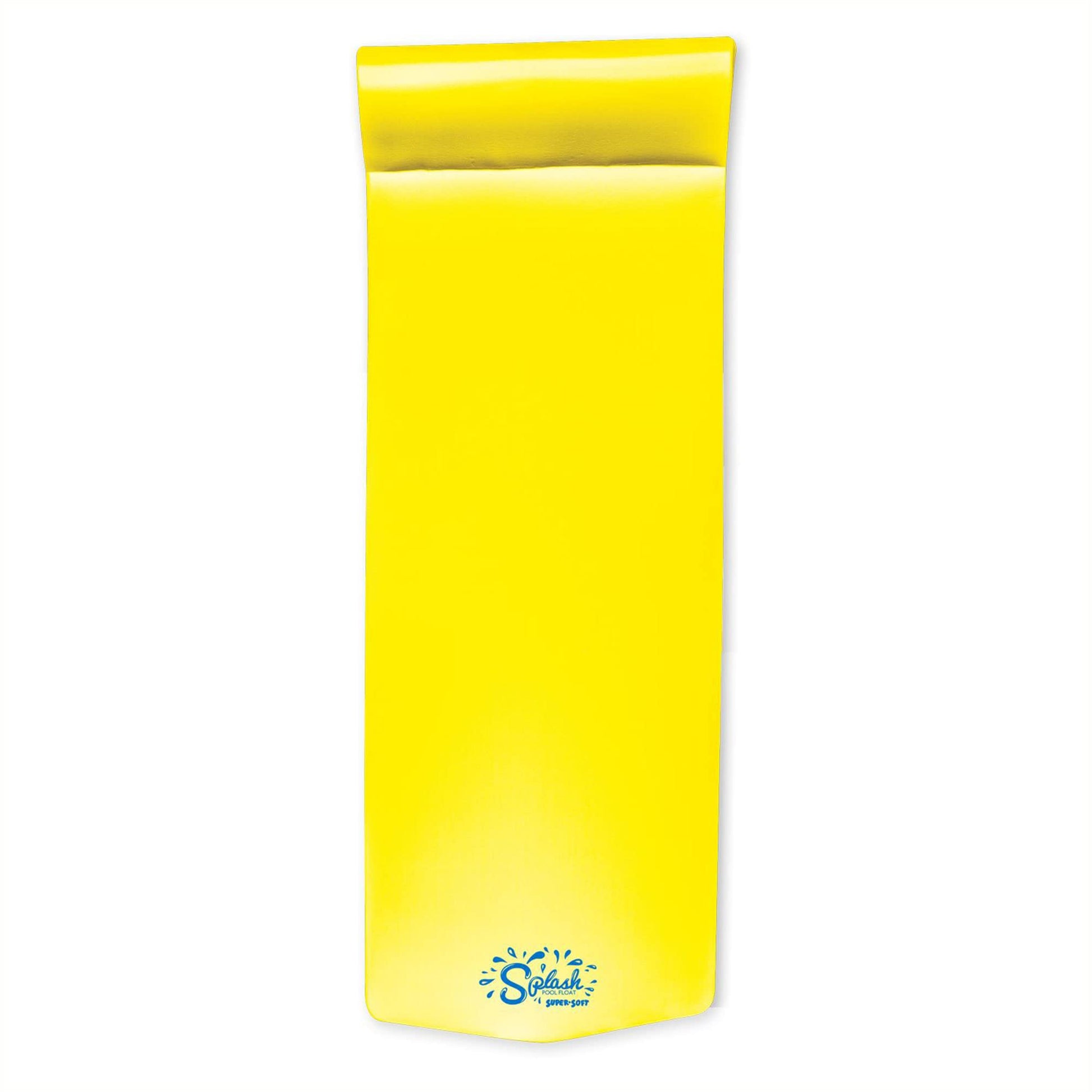 TRC Recreation Splash 1.25 Inch Thick Foam Outdoor Swimming Pool Float Mat Large mature-themed Lounger with Built-in Roll Pillow  Yellow