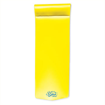 TRC Recreation Splash 1.25 Inch Thick Foam Outdoor Swimming Pool Float Mat Large mature-themed Lounger with Built-in Roll Pillow  Yellow