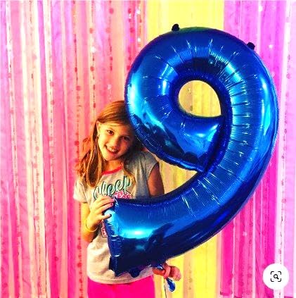 Large Foil Navy Blue Number 9 Balloon 40 Inch, Mylar 9Th Number 9 Birthday Balloons, 9 19 29 39 59 99 Blue Party Decorations, Gi