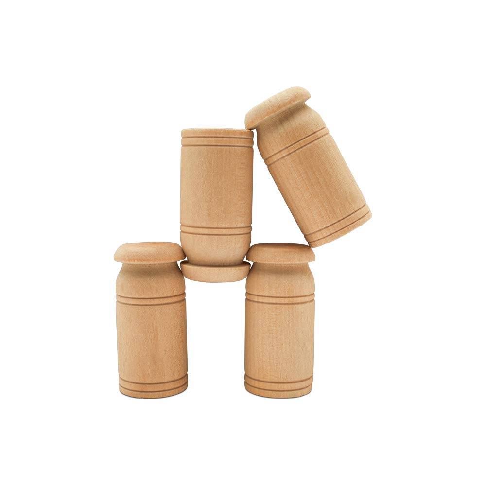 Wooden Milk Can, 1-5/8 inch, Pack of 10, Small Unfinished Cargo Drums, Perfect for Miniatures, Scale Models, Mini Train Making o