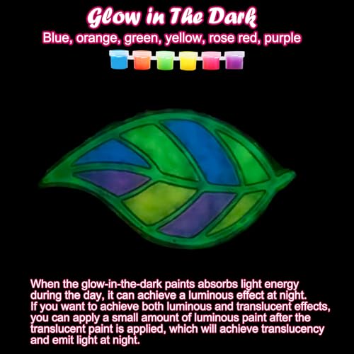 Ayhuhra 30 Sets Fall Maple Leaf Suncatcher Crafts Kits DIY Glow in The Dark Window Art Paint Kit Fall Leave Sun Catchers for Cla