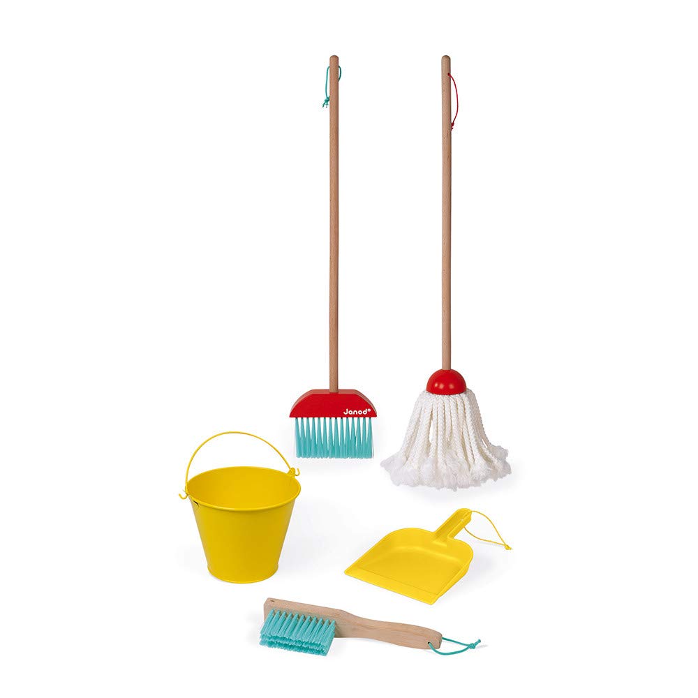 Janod Cleaning Set - 5 Piece Pretend Play Tools - Ages 3+ - J06588