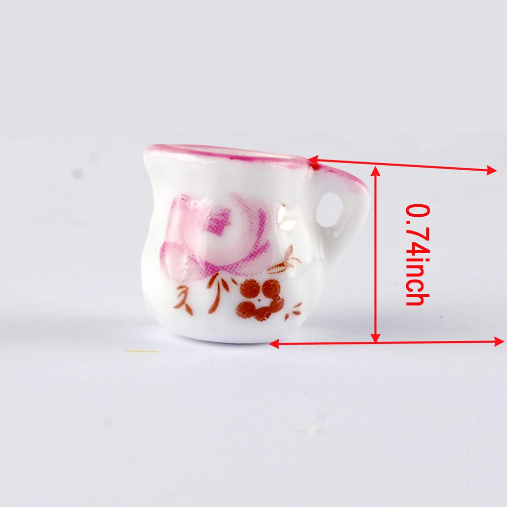 Baenrcy 1 Set 15 Pieces 1:12 Ceramics Tea Cup Set Lovely Dollhouse Decoration Set Dollhouse Kitchen Accessories(#5)
