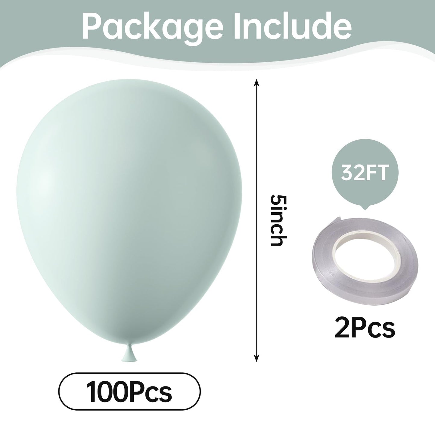 Kalor Pastel Green Green Balloons,100 Pcs 5 Inch Mini Matte Latex Balloons For Balloon Garland Arch, Birthday Decoration, Wedding Party, Baby Shower Decorations
