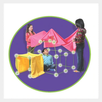 Everest Toys Crazy Forts - 69 Piece Glow In The Dark Fort Building Kit For Kids 5, 6, 7, 8 - Buildable Indoor/Outdoor Kids Diy Stem Toys - 1 Box, 69Pcs