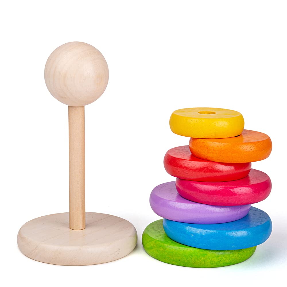 Bigjigs Toys, My First Rainbow Stacking Toy, Wooden Toys, Baby Toys, Wooden Stacking Toys, Ring Stacker, Toddler Toys, Wooden Toys For 1 Year Olds