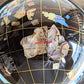 Unique Art 10-Inch By 6-Inch White Jade And Black Onyx Ocean Table Top Gemstone World Globe With Gold Tripod