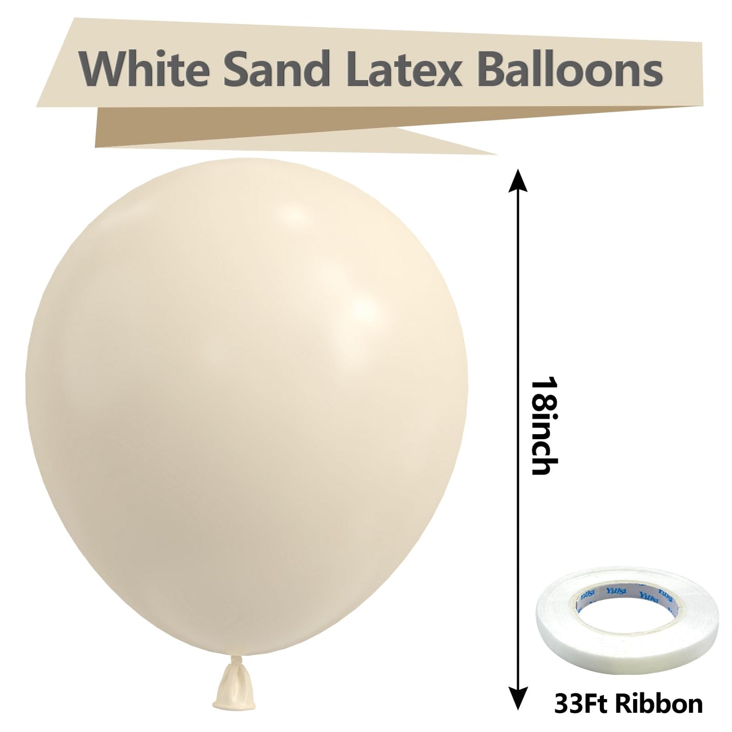 Bezente White Sand Balloons 18 Inch - 30 Pack Large Thick Sand White Balloons Big Round Cream Latex Balloons For Birthday Weddin