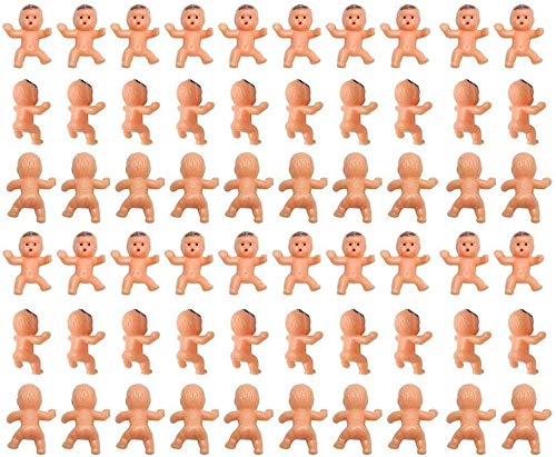 Golden Pearl 60pcs Mini Plastic Babies for Baby Shower, ice Cube Game, Party Decorations, Baby Toys