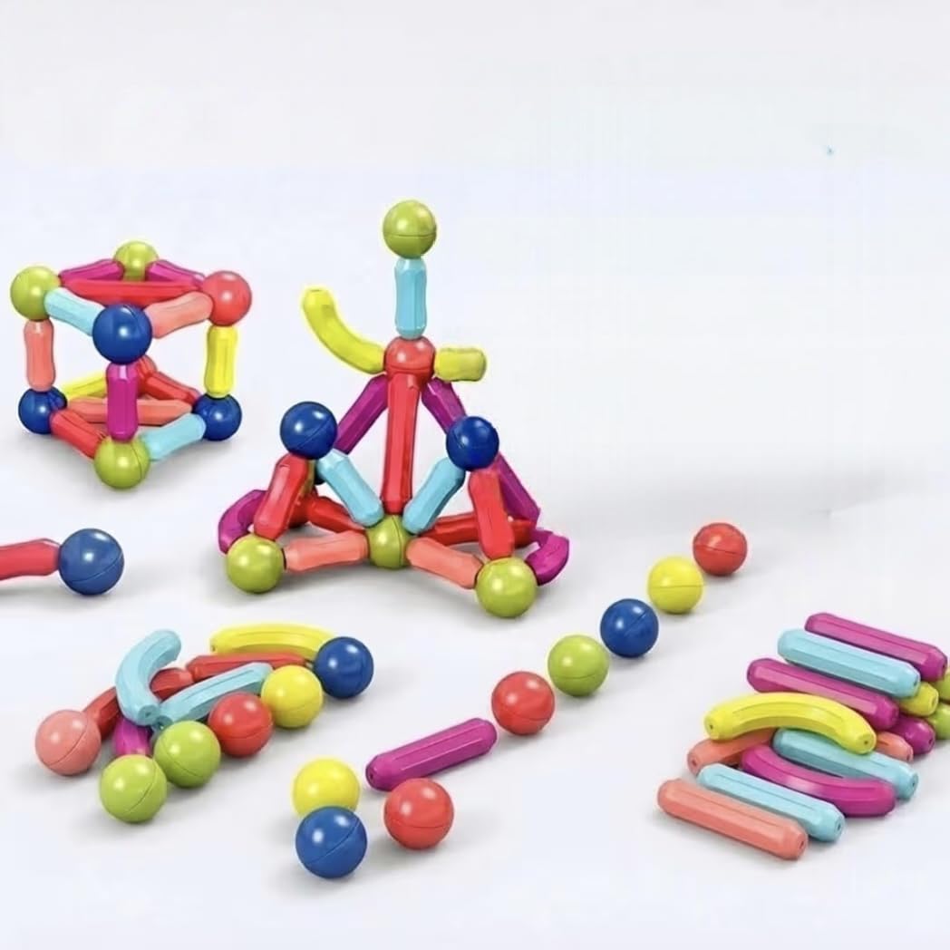 Dalvadibrothers Magnetic Sticks Set For Kids | Educational Stem Construction Building Toy With Magnetic Rods And Connector Balls