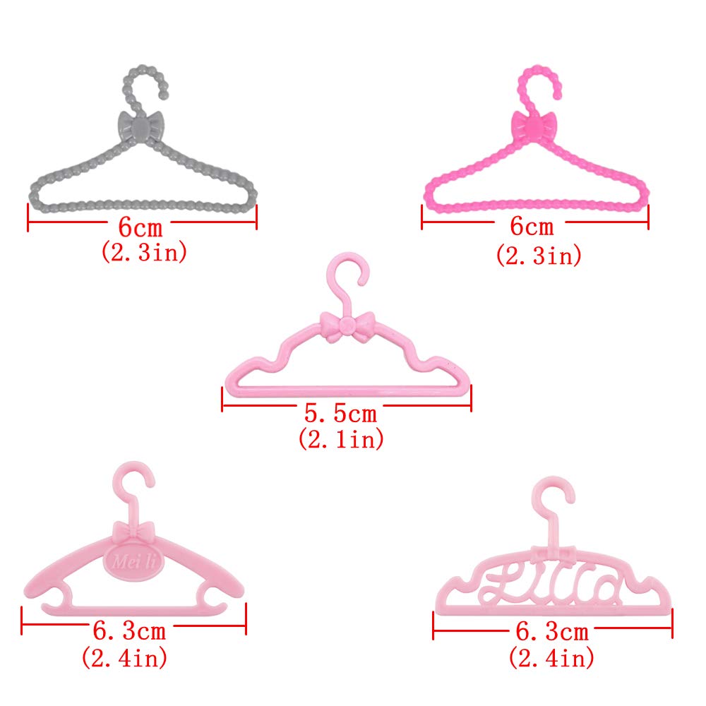 E-Ting 60 Pcs Mini Doll Clothes Hangers Plastic Mixed Little Hangers Doll Clothes Accessories For 11.5 Inch Doll Clothes Gown Dress Outfit