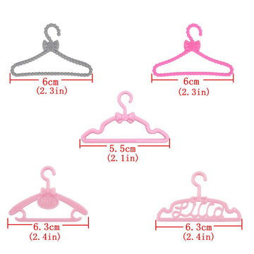 E-Ting 60 Pcs Mini Doll Clothes Hangers Plastic Mixed Little Hangers Doll Clothes Accessories For 11.5 Inch Doll Clothes Gown Dress Outfit