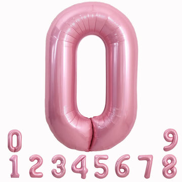 Toniful 40 Inch Light Pink Large Numbers Balloons 0-9, Number 0 Digital 0 Helium Balloons, Pink Foil Mylar Big Number Pastel Bal