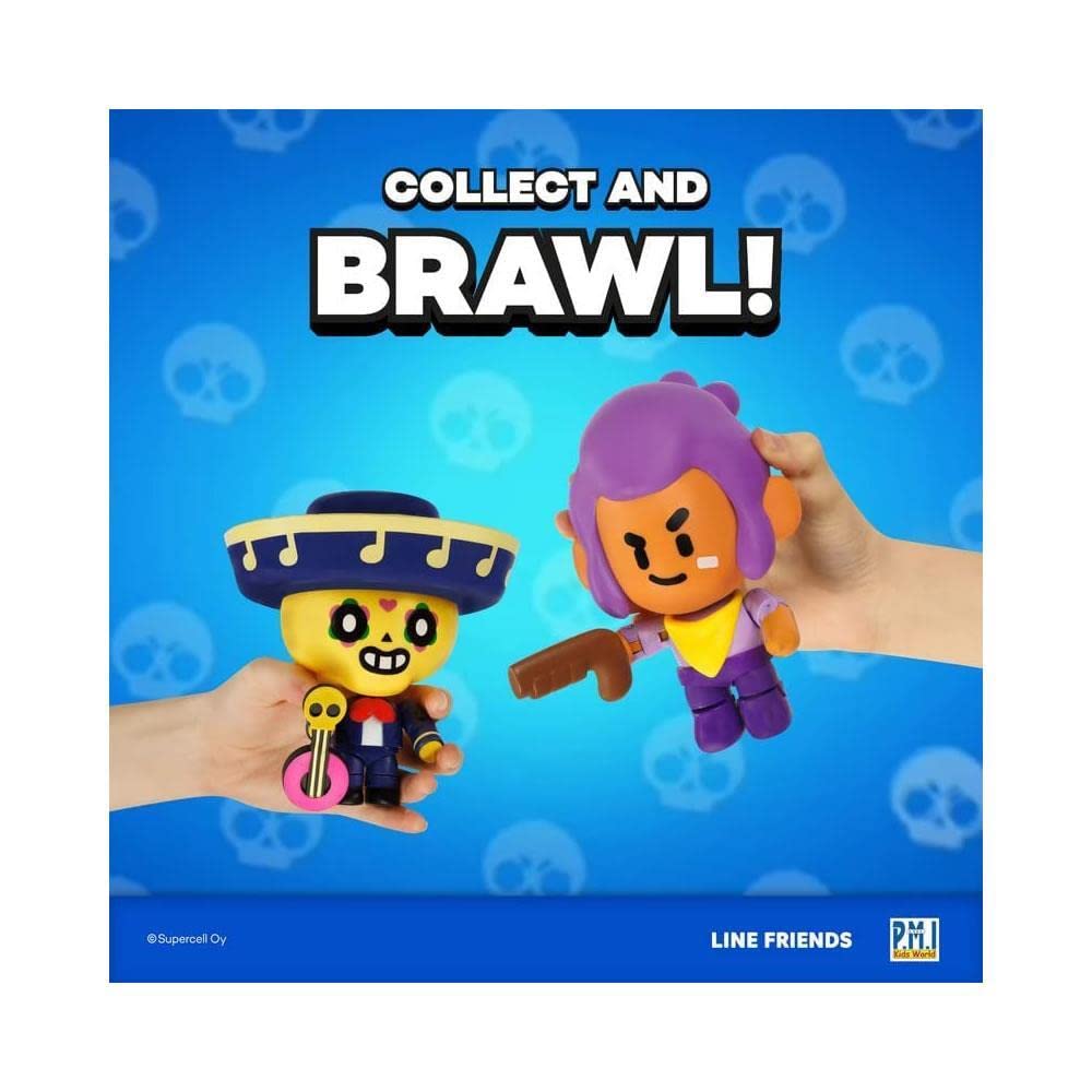 P.M.I. Brawl Stars Action Figure | One Of Four 6.7-Inch-Tall Collectibles | Brawl Stars Toys, Gift For Video Gamer | Shelly With Boomstick | Ofically Licensed Toy Figure - Articulated