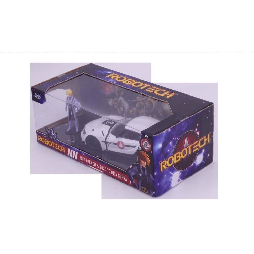 Robotech 1:24 2020 Toyota Supra Die-cast car & 2.75 Roy Focker Figure Toys for Kids and Adults
