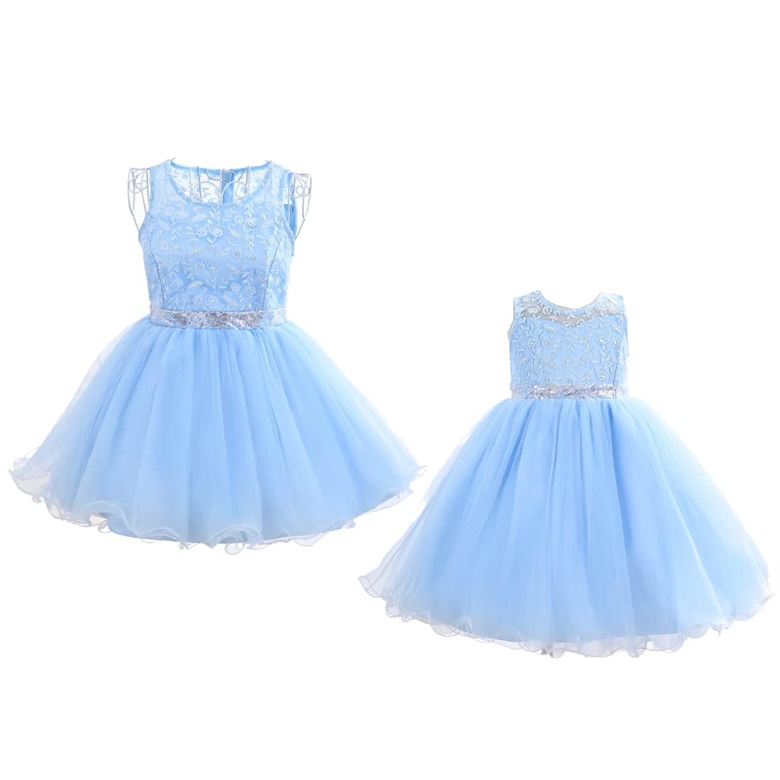 Cosplay Life Floral Dress - Matching Girls and mature-themed Sets for Weddings  Parties  Dress-Up Fashion (Baby Blue  5YRS)
