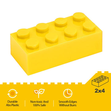 Unirolic Classic Building Bricks, 100 Piece 2X4 Building Blocks Stem Creative Building Toys Compatible With All Major Brands, Moc Building Bricks Diy Play Set For Kids(Golden)