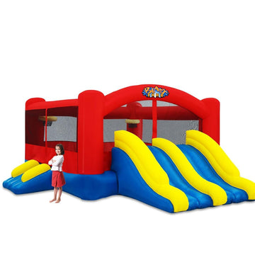 Blast Zone Triple Play Inflatable Combo Bounce House - Massive 16x14 - Blower - enhanced Quality - 7 Players - Double Slides