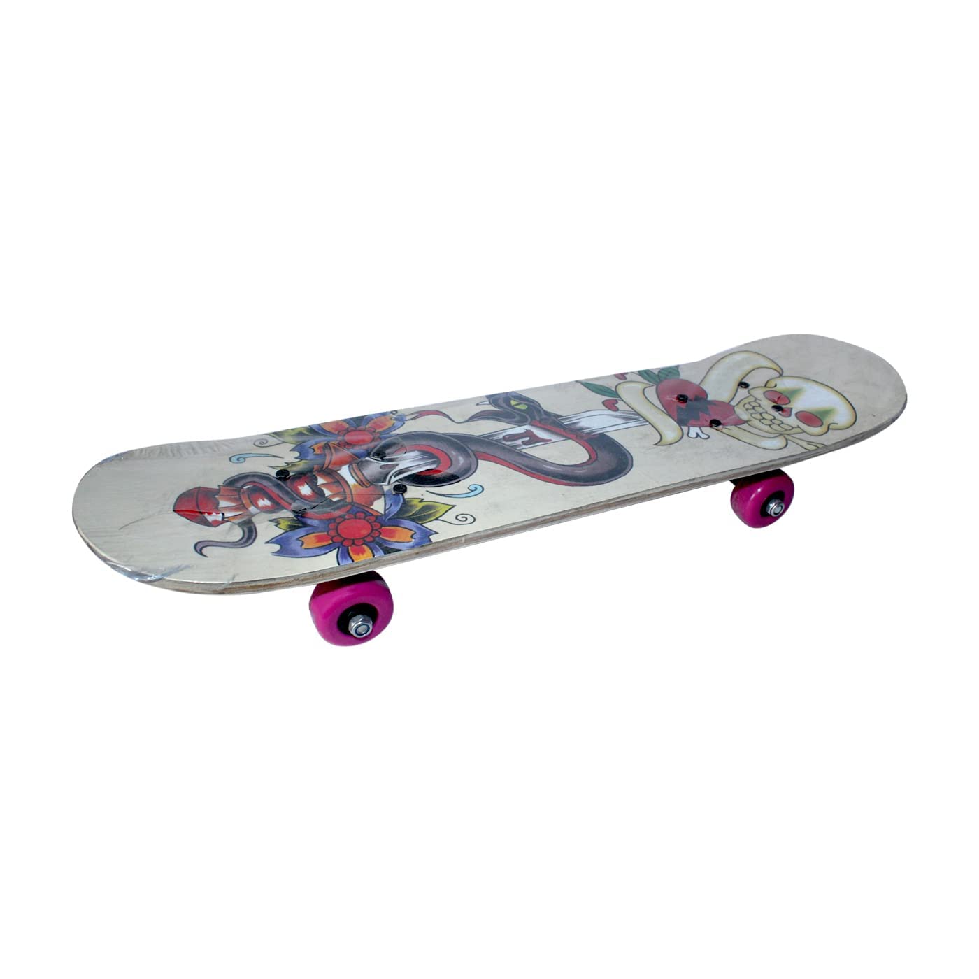 KAVIN Multicolor Cartoon Printed Wooden Skateboard for Kids Girls and Boys, Pack of 1 (Big)