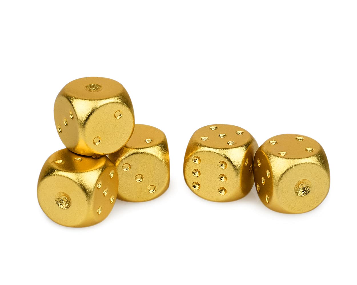 DS.DISTINCTIVE STYLE Aluminum Alloy Dice 5 Pieces 16mm Portable Metal Dices with Case 6 Sided Dice for Party Game (Gold Rectangl