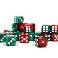 25 Count Pack of 12mm D6 Dice - Matching Collection of 6 Sided Dice with Pips (Green and Red Swirl)