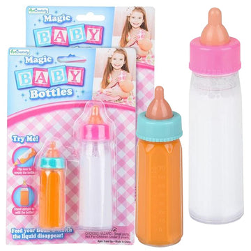 Artcreativity Magic Baby Bottles, Set Of 4, Includes 2 Juice And 2 Milk Baby Doll Bottles With Disappearing Liquid, Baby Doll Ac