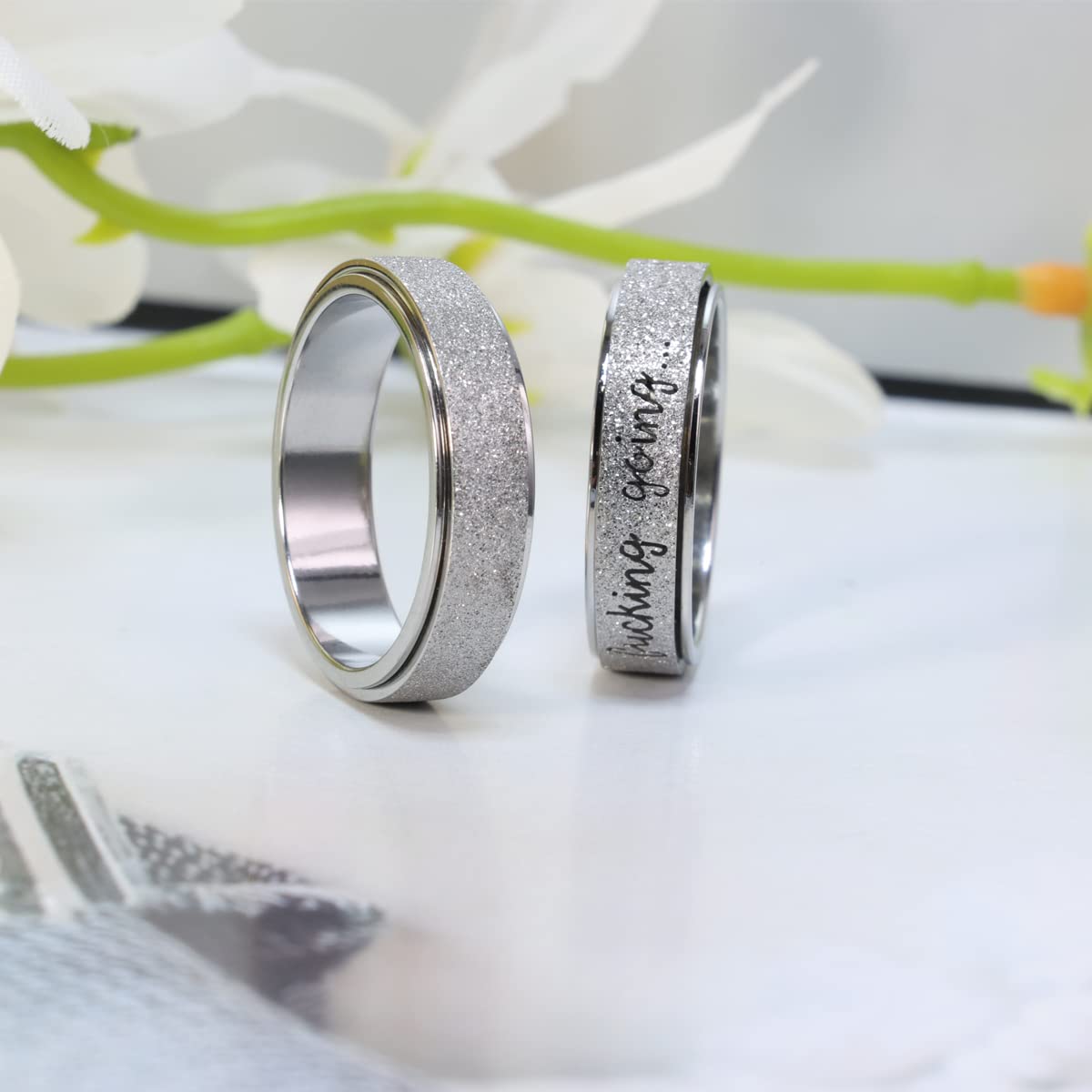 Amorartsky Anxiety Ring For Women Spinner Ring Fidget Ring For Men Keep Going Ring Initial Mood Ring Spinning Ring Anxiety Ring Titanium Stainless Steel Size 6 7 8 9 10