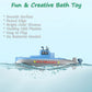 Miracland Wind-Up Submarine Bath Toy, Funny Pigboat Water Toy Sub Bathtub Toy Clockwork Submarine Tub Toy Submarine Pool Beach Toy For Kids (Grey Submarine)