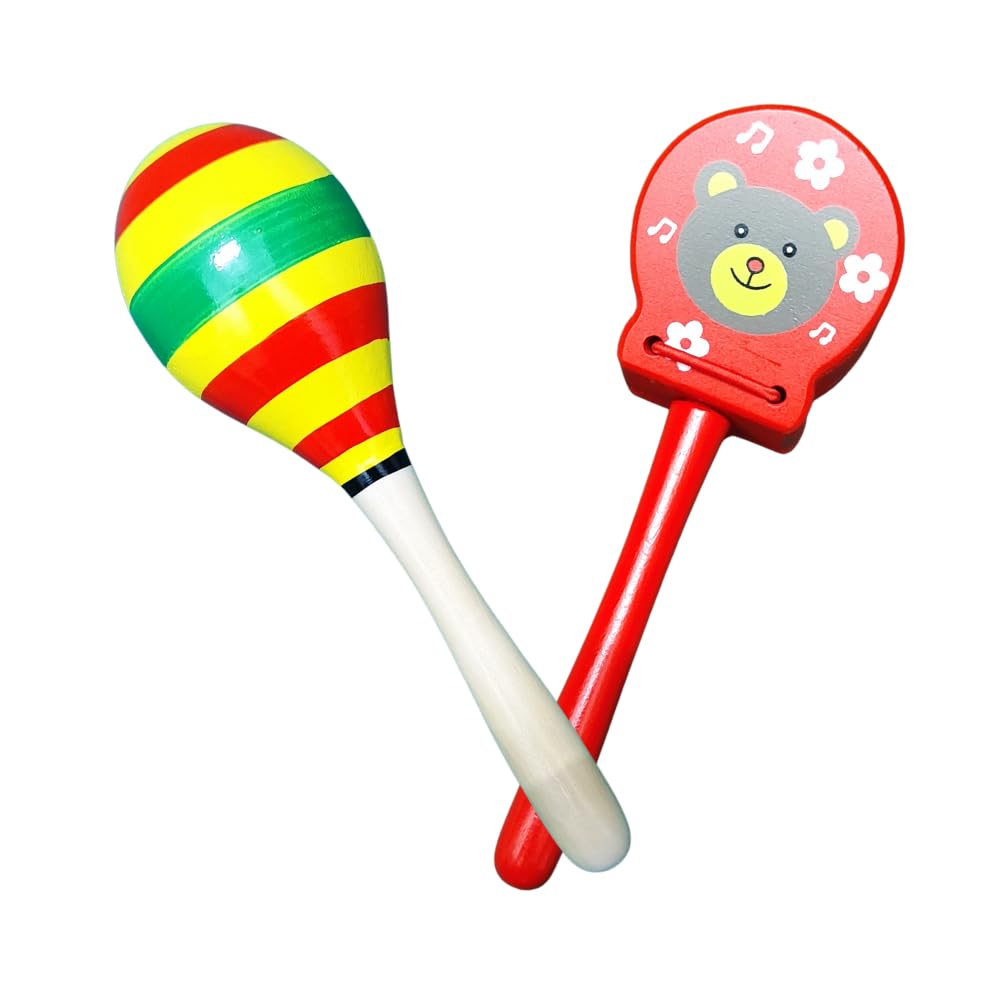 Thanu Toys_Wooden Egg Shape Shaker & Clapper Rattles/EcoFriendly Infant Toys For Developmental Learning/NonToxic/Educational B