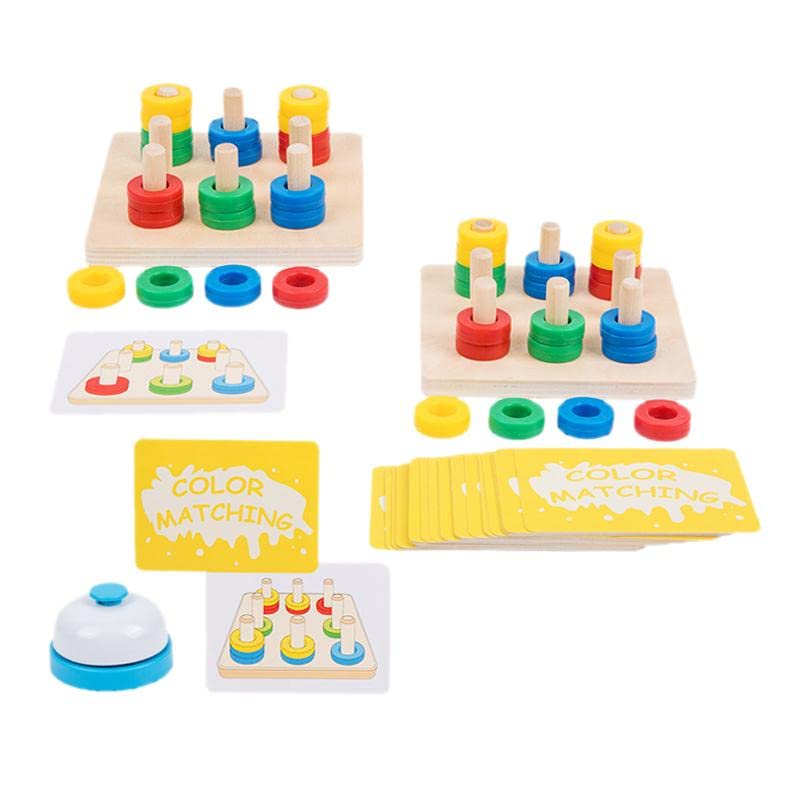 ATORSE Wood Color Recognition Puzzle Stacker Educational Toy for Age 3+ Baby