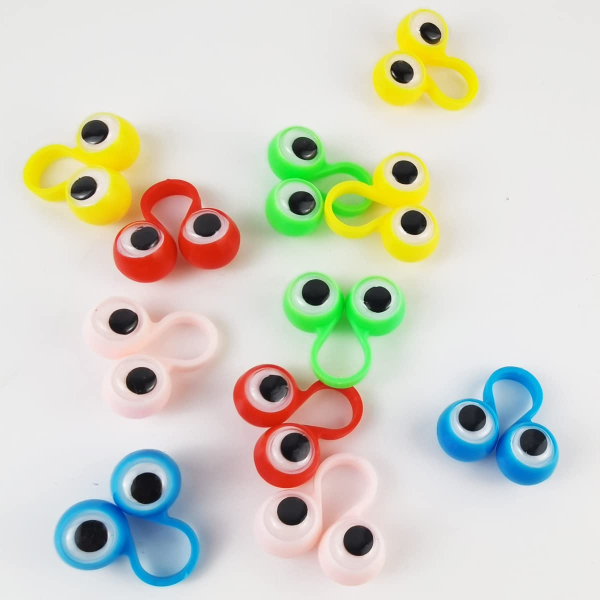 Gxxmei 100Pcs Eye Finger Puppets Eye On Rings Googly Eyeball Ring Party Favor Toys For Kids, 5 Colors