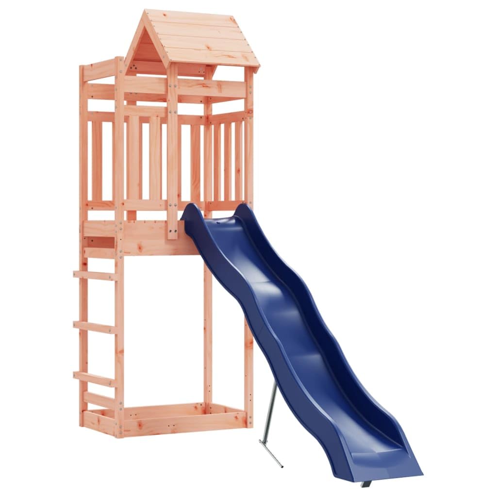 vidaXL Outdoor Playset in Solid Douglas Wood with Wave Slide, Sandpit and Platform for Kids Entertainment - Brown