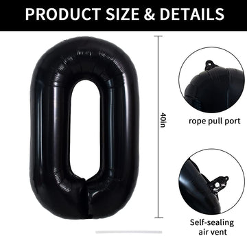Toniful 40 Inch Large Black O Letter Balloons Jumbo Helium Balloons,Foil Mylar Big Alphabet Balloons For Birthday Party Annivers