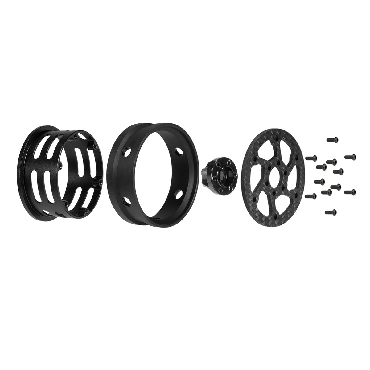 SCX10 TRX4 1.9 Inch RC Crawler Carbon Fiber Wheels Rims, 4PCS Beadlock Wheels Carbon Fiber Wheel Rimsfor 1/10 RC Crawler Cheater