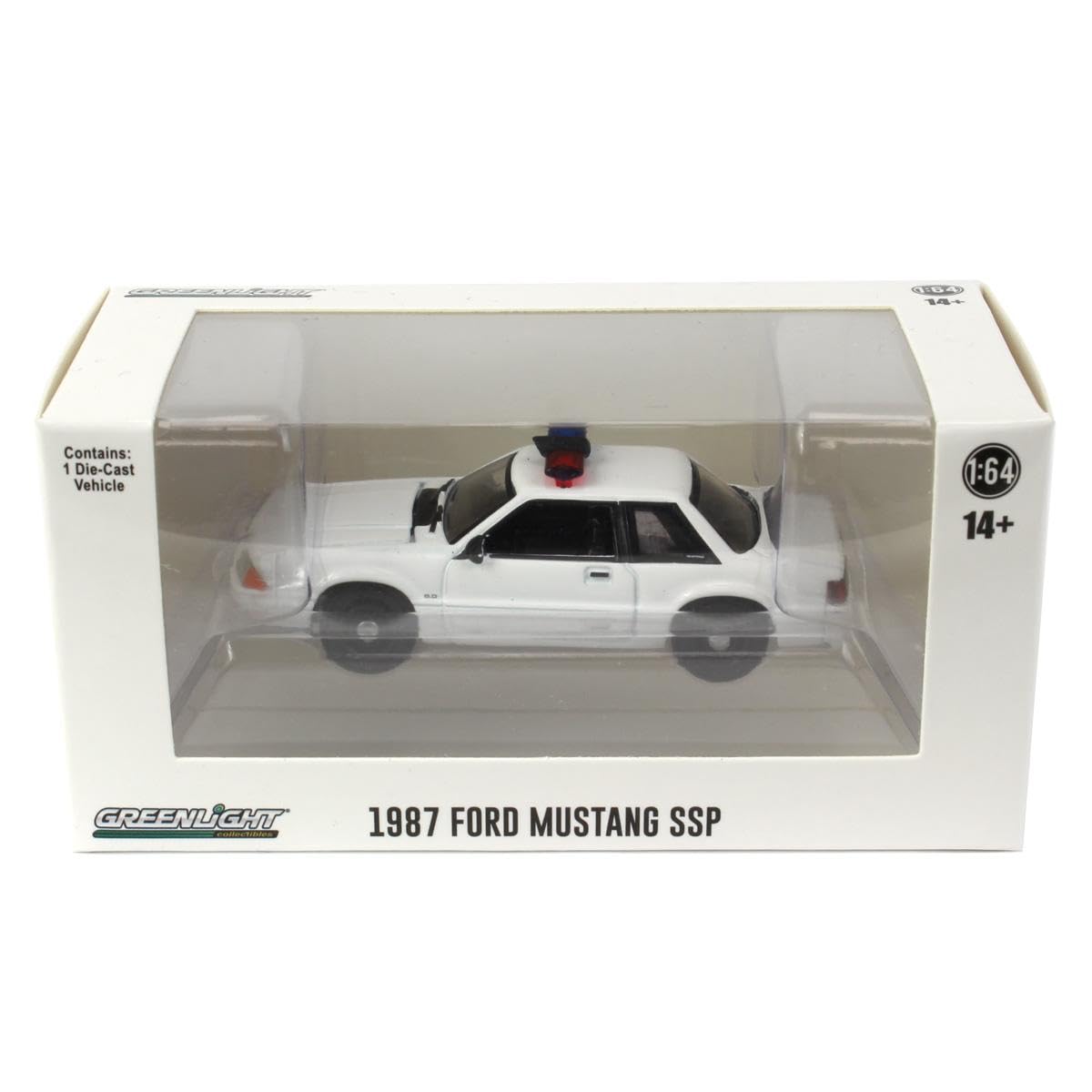 Truck 1/64 1987-93 Ford Mustang Ssp, Blank White With Light Bar, Hot Pursuit, Glt43008