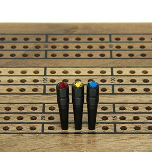 We Games Black Metal Cribbage Pegs With Austrian Crystals - Set Of 3 - Aquamarine