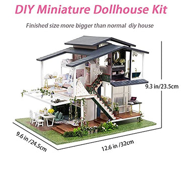 Gudoqi Diy Miniature Dollhouse Kit, Tiny House Kit With Music, Miniature House Kit 1:24 Scale Monet Garden, Great Handmade Crafts Gift For Birthday Christmas Day