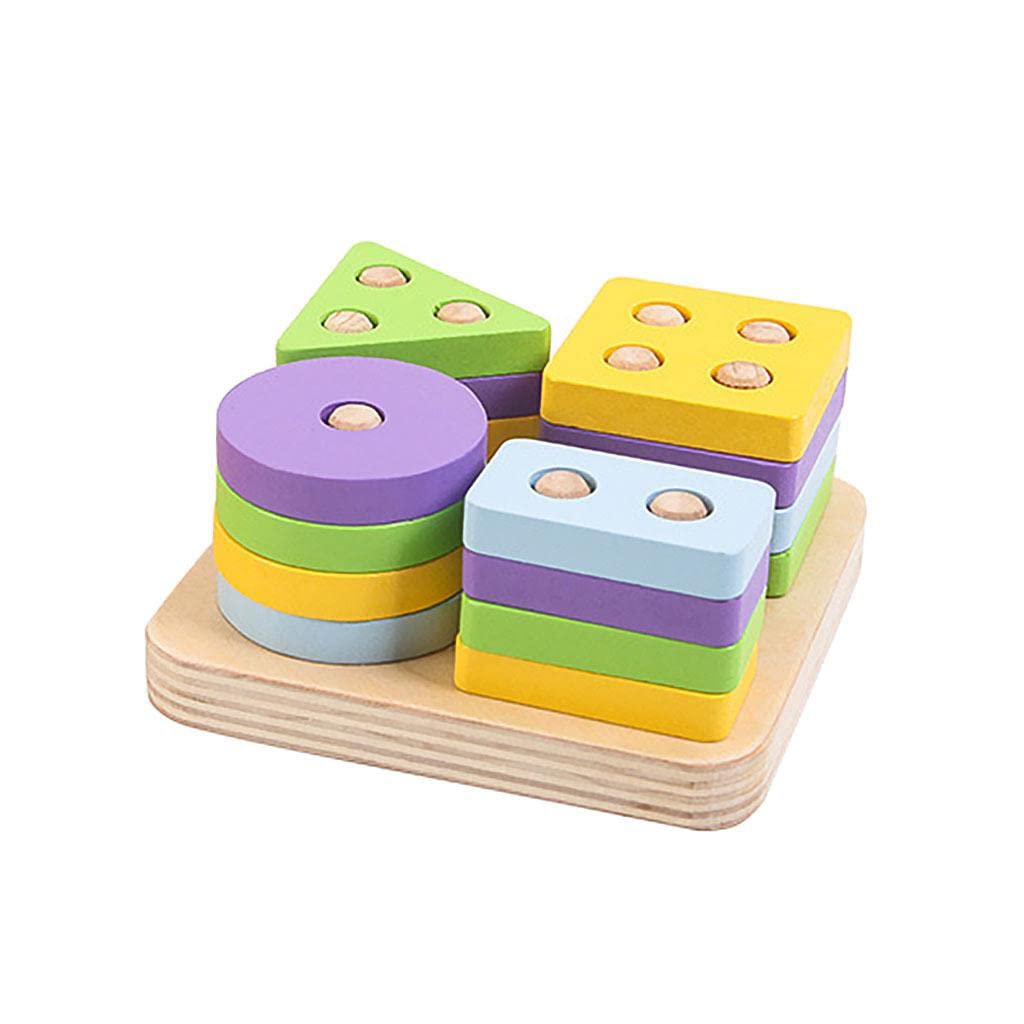 Bnf Wooden Shape Matching Stacking Toys Blocks Sensory Learning Toys For Kids Ababy | Toys For Baby | Developmental Baby Toys1 S